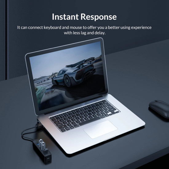 USB хъб Orico USB3.0 HUB 4 port - Type C input, 0.15m cable, aux Type-C power input - TWU3-4A-BK