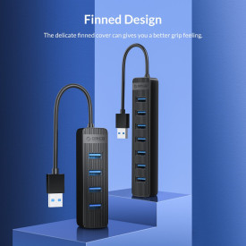USB хъб Orico USB3.0 HUB 4 port - Type C input, 0.15m cable, aux Type-C power input - TWU3-4A-BK