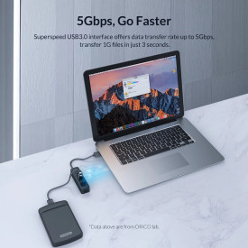 USB хъб Orico USB3.0 HUB 4 port - Type C input, 0.15m cable, aux Type-C power input - TWU3-4A-BK