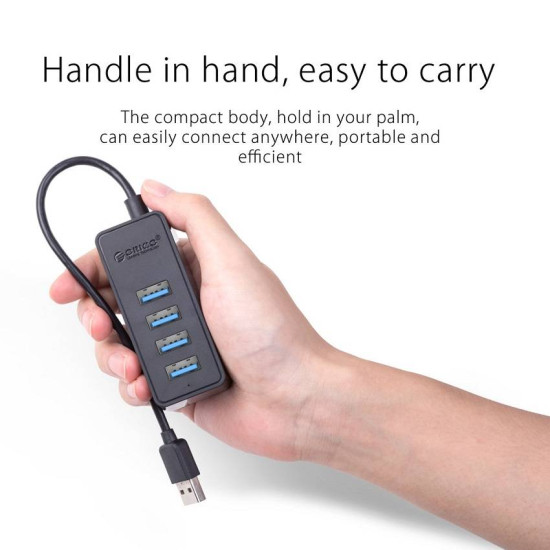 USB хъб Orico USB3.0 HUB 4 port - USB/Micro USB input, 1m cable - W5P-U3-100-BK-PRO