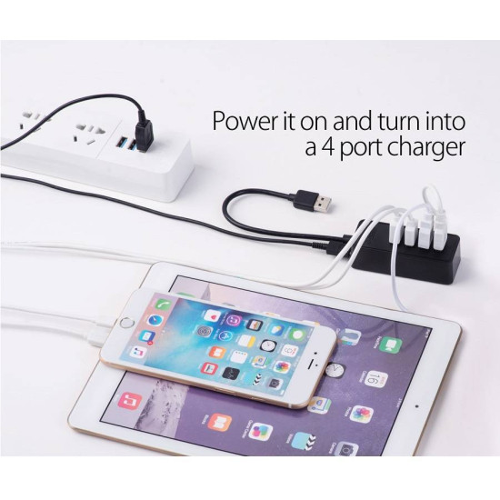 USB хъб Orico USB3.0 HUB 4 port - USB/Micro USB input, 1m cable - W5P-U3-100-BK-PRO