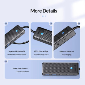 USB хъб Orico USB3.1 HUB Type-C - 2 x USB3.0, 2 x USB-C - PAPW2AC-C3-05-BK-EP