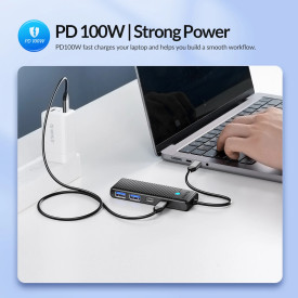 USB хъб Orico USB3.1 HUB Type-C - 2 x USB3.0, 2 x USB-C - PAPW2AC-C3-05-BK-EP