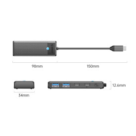 USB хъб Orico USB3.1 HUB Type-C - 2 x USB3.0, 2 x USB-C - PAPW2AC-C3-05-BK-EP