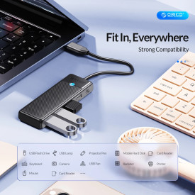 USB хъб Orico USB3.1 HUB Type-C - 2 x USB3.0, 2 x USB-C - PAPW2AC-C3-05-BK-EP