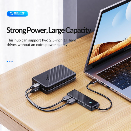 USB хъб Orico USB3.1 HUB Type-C - 2 x USB3.0, 2 x USB-C - PAPW2AC-C3-05-BK-EP