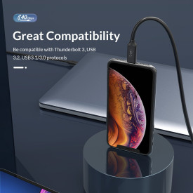USB кабел Orico USB4.0 40Gbps M/M 0.3m Black PD100W - U4C03-BK