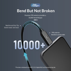 USB кабел Orico USB4.0 40Gbps M/M 0.3m Black PD100W - U4C03-BK