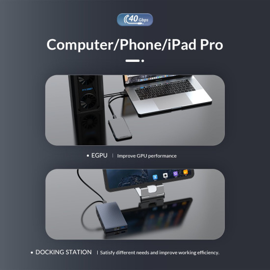 USB кабел Orico USB4.0 40Gbps M/M 0.3m Black PD100W - U4C03-BK