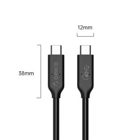 USB кабел Orico USB4.0 40Gbps M/M 0.3m Black PD100W - U4C03-BK
