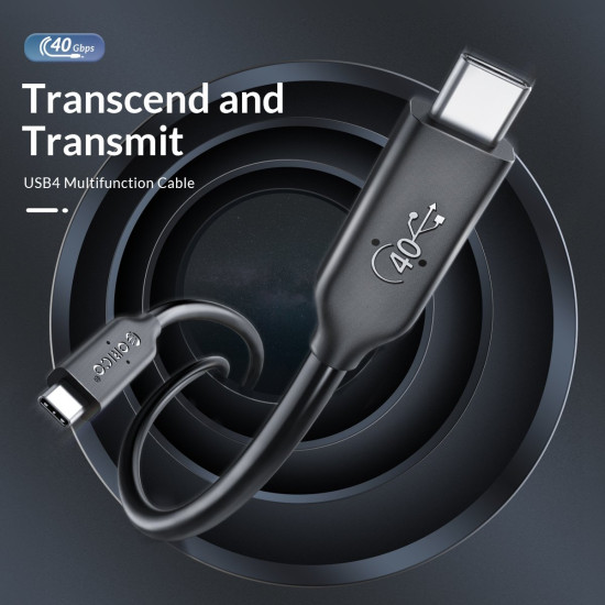 USB кабел Orico USB4.0 40Gbps M/M 0.3m Black PD100W - U4C03-BK
