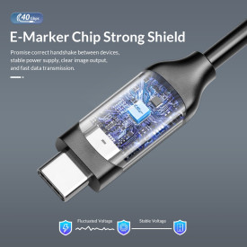 USB кабел Orico USB4.0 40Gbps M/M 0.3m Black PD100W - U4C03-BK