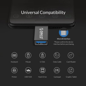 Преходник Orico Adapter OTG - USB Micro B to USB3.0 AF - CBT-UM01-BK