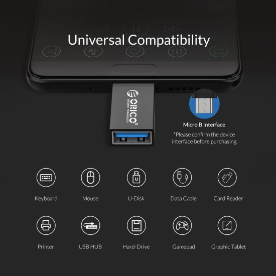 Преходник Orico Adapter OTG - USB Micro B to USB3.0 AF - CBT-UM01-BK