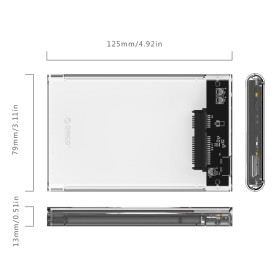Външна кутия за диск Orico Storage - Case - 2.5 inch USB 3.0 transparent - 2139U3-CR