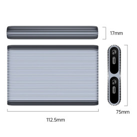 Външна кутия за диск Orico Storage - Case - M.2 NVMe Dual-Bay - USB-C 10Gbps, Aluminium - AM2C3-2N-GY