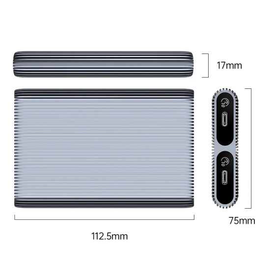 Външна кутия за диск Orico Storage - Case - M.2 NVMe Dual-Bay - USB-C 10Gbps, Aluminium - AM2C3-2N-GY