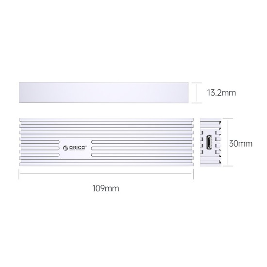 Външна кутия за диск Orico Storage - Case - M.2 NVMe M-key 10 Gbps Aluminum Heatsink Silver - FV35C3-G2-SV