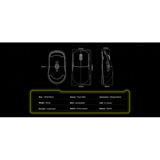 Безжична мишка Scyrox V8 Black - Wireless Gaming Mouse - 8K Polling Rate