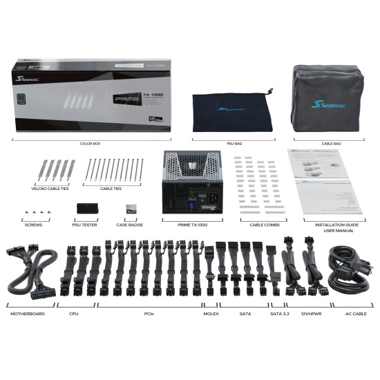 Захранване Seasonic PSU 1300W Titanium PCIe Gen 5 - PRIME TX-1300 - SSR-1300TR