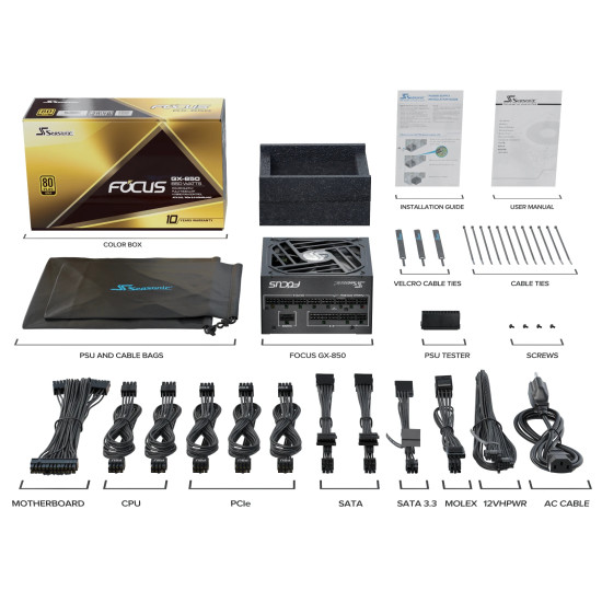 Захранване Seasonic PSU ATX 3.0 850W Gold - FOCUS GX-850 - SSR-850FX3