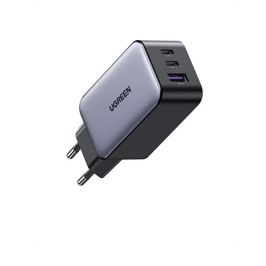 Зарядно Ugreen Charger Wall 65W GaN CD244, 1 x USB-A, 2 x Type-C, Black - 10335