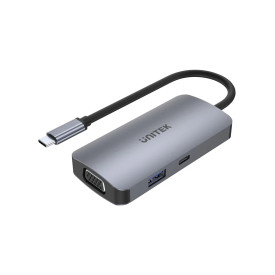 Докинг станция Unitek Docking Station Type-C 5-in-1, uHUB P5 Trio D1051A, USB-C PD100W x 1, HDMI x 2, VGA, USB3.0 x 1