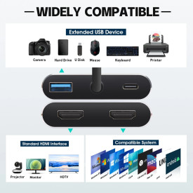Докинг станция VCom Docking Station USB-C 4-in-1 - CU450S - HDMI x 2, USB2.0, USB-C PD3.0 100W, MST