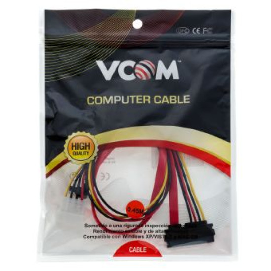 Кабел VCom SATA+Power Combo cable - CH321-0.45m