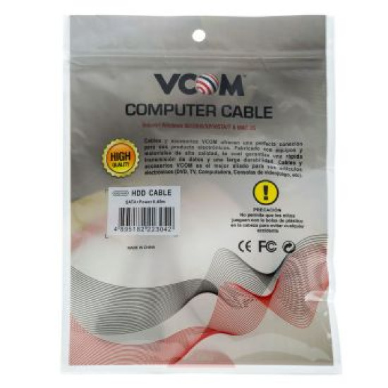 Кабел VCom SATA+Power Combo cable - CH321-0.45m