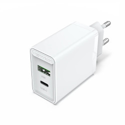 Зарядно Vention Fast Charger Wall - QC4.0, PD Type-C + QC3.0 USB A, 20W White - FBBW0