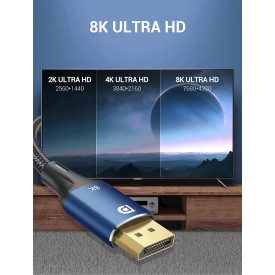 Display Port кабел Vention v1.4 DP M / M 8K 1.5m - Cotton Braided, Blue Aluminum Alloy - HCELG