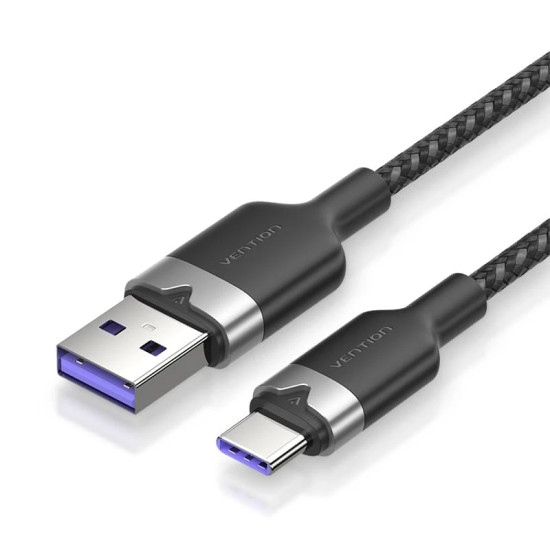 USB кабел Vention USB 2.0 A Male to C Male 1.0M Black 6A Fast Charge - CTOBF