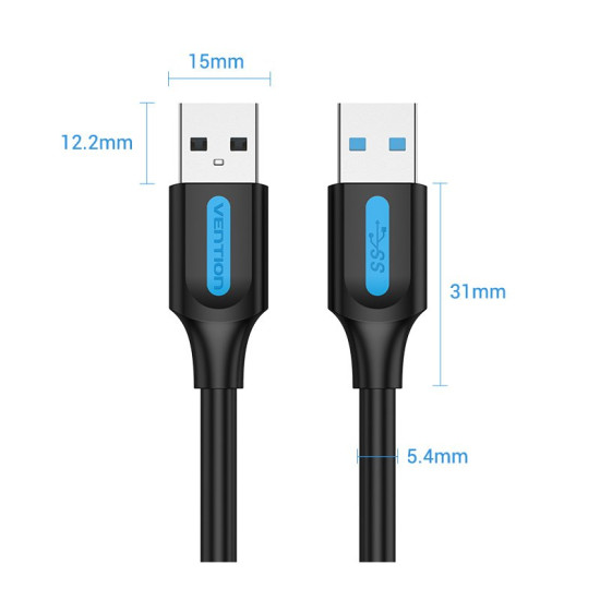 Vention Кабел USB 3.0 AM / AM - 1.5M Black - CONBG