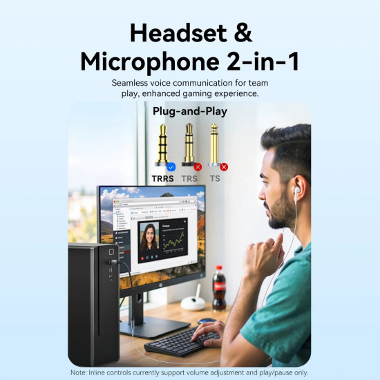 Външна звукова карта Vention USB Sound card 1-Port 0.25M Gray - CVFHC