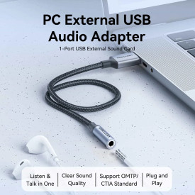 Външна звукова карта Vention USB Sound card 1-Port 0.25M Gray - CVFHC