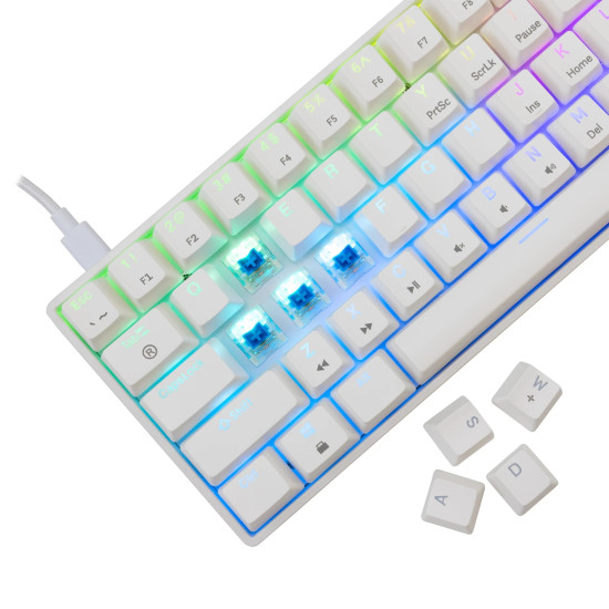 Клавиатура White Shark Gaming Mechanical Keyboard SHINOBI 2 - YUSYA 5P Blue Switches (English US), White