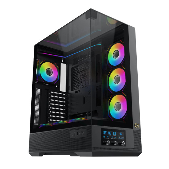Кутия за компютър Xigmatek Case EATX - Vision Pro - 8 ARGB Fans, LCD Display Panel, Smart Fan Control