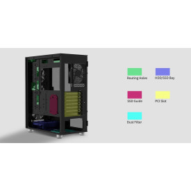 Кутия за компютър Zalman Case ATX - i3 NEO ARGB - Mesh, aRGB, Tempered Glass, Black
