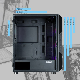 Кутия за компютър Zalman Case ATX - i3 NEO ARGB - Mesh, aRGB, Tempered Glass, Black