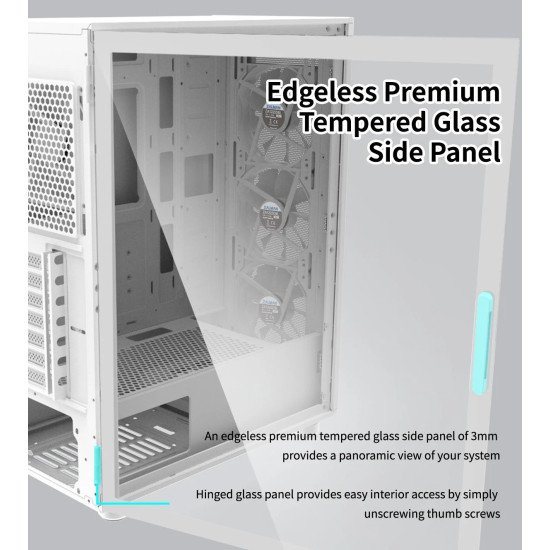 Кутия за компютър Zalman Case ATX - I3 NEO White - RGB, Mesh