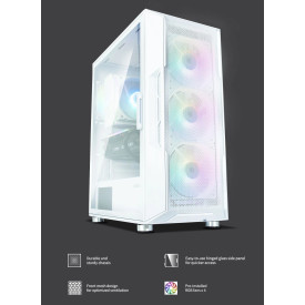 Кутия за компютър Zalman Case ATX - I3 NEO White - RGB, Mesh