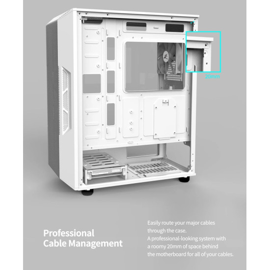 Кутия за компютър Zalman Case ATX - I3 NEO White - RGB, Mesh