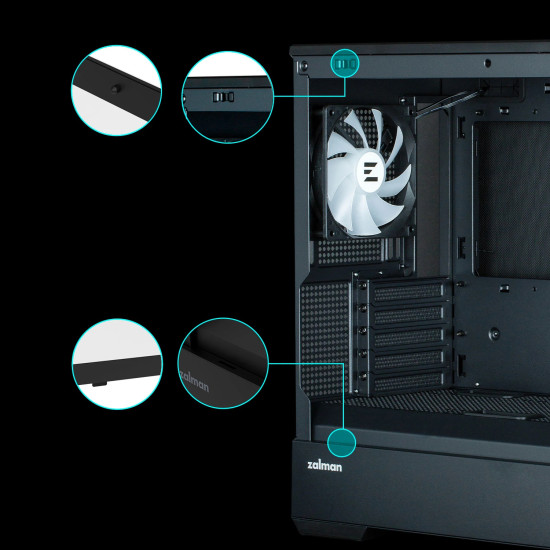 Кутия за компютър Zalman Case mATX - P30 Black - aRGB, Tempered Glass