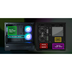 Кутия за компютър Zalman Case mATX - P30 Black - aRGB, Tempered Glass