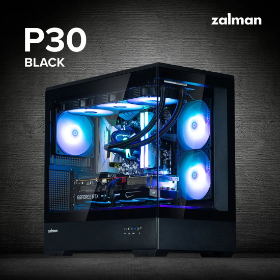 Кутия за компютър Zalman Case mATX - P30 Black - aRGB, Tempered Glass