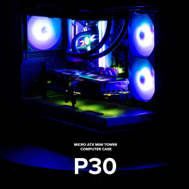 Кутия за компютър Zalman Case mATX - P30 Black - aRGB, Tempered Glass