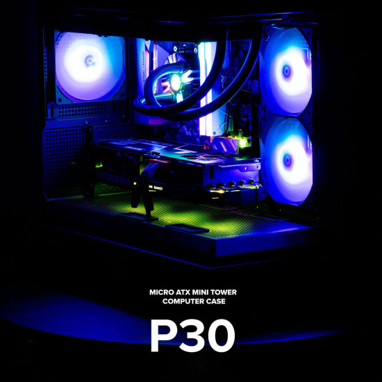 Кутия за компютър Zalman Case mATX - P30 Black - aRGB, Tempered Glass