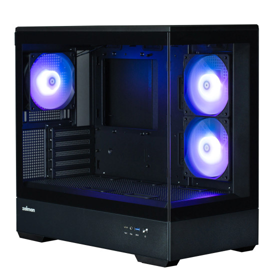 Кутия за компютър Zalman Case mATX - P30 Black - aRGB, Tempered Glass