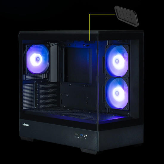 Кутия за компютър Zalman Case mATX - P30 Black - aRGB, Tempered Glass